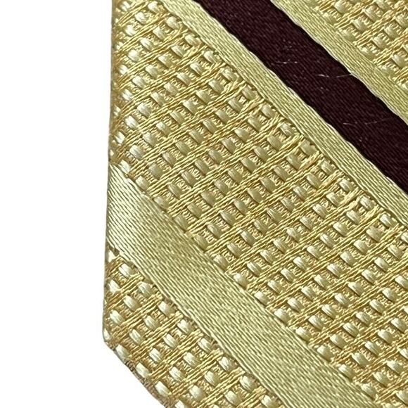 Jos A Bank Mens 100% Silk Yellow Blue Striped Hand Made Neck Tie 58" x 3.75" - Picture 10 of 16